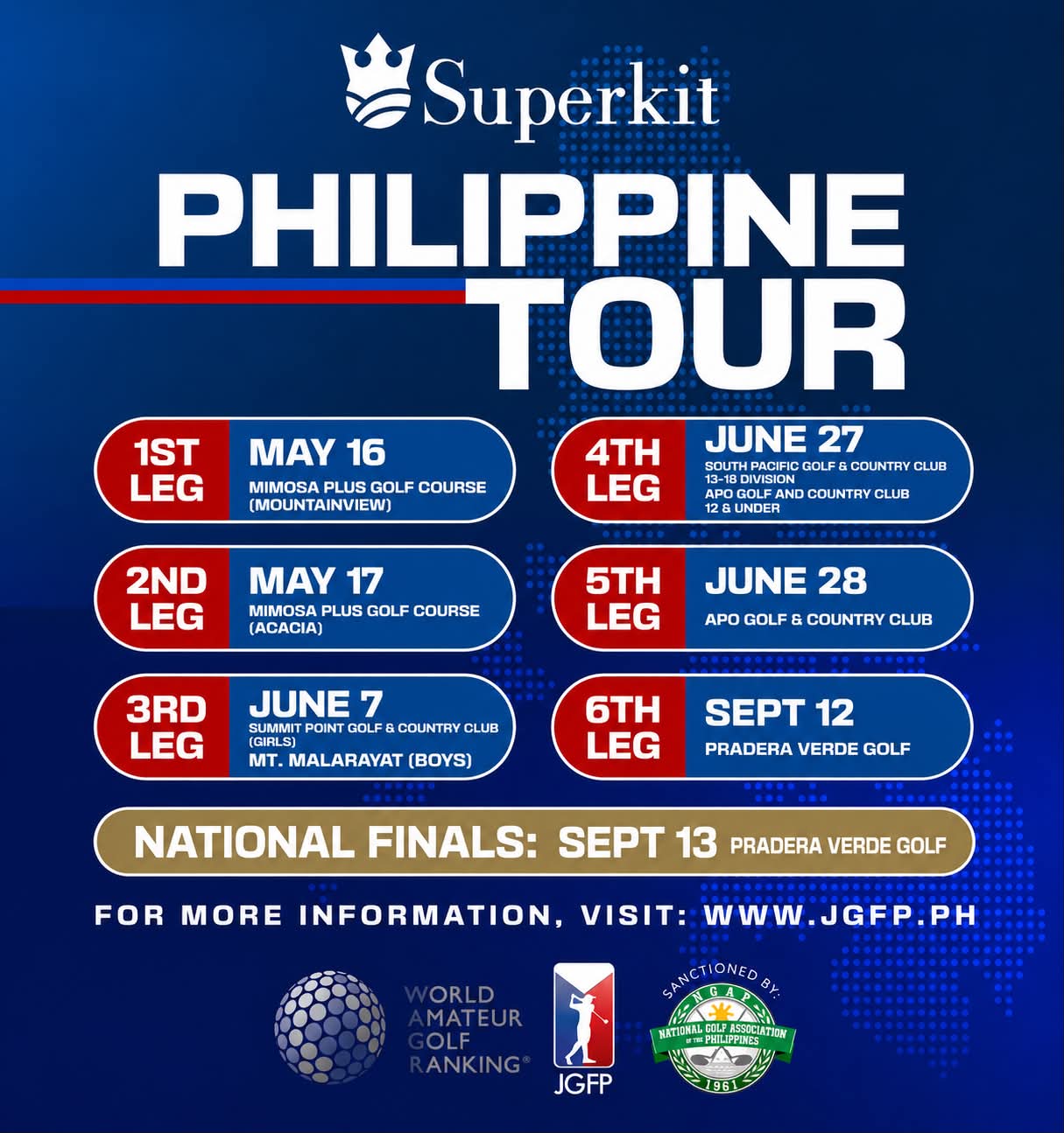 JGFP Reschedules Superkit Series 6th Leg and National Finals at Pradera Verde Golf